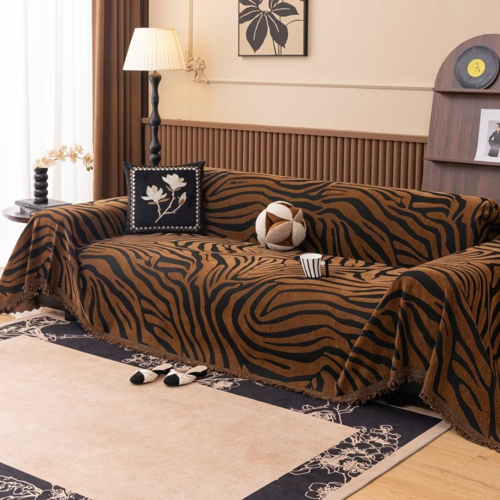 Stylish Washable Chenille Zebra Pattern Sofa Protector