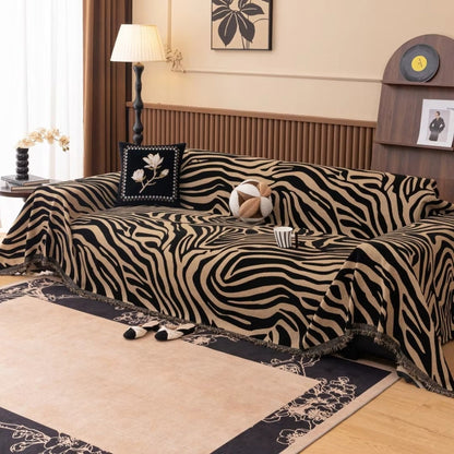 Stylish Washable Chenille Zebra Pattern Sofa Protector
