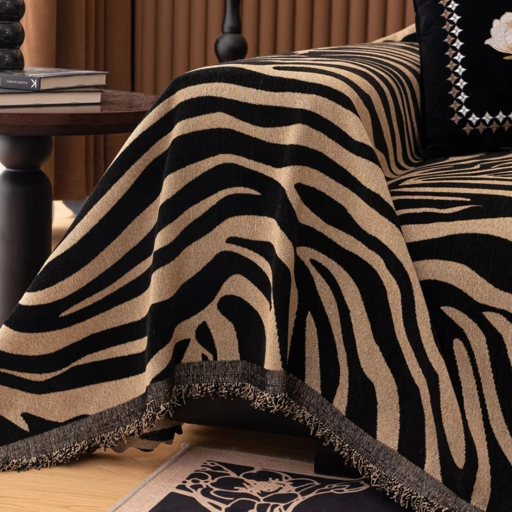 Stylish Washable Chenille Zebra Pattern Sofa Protector