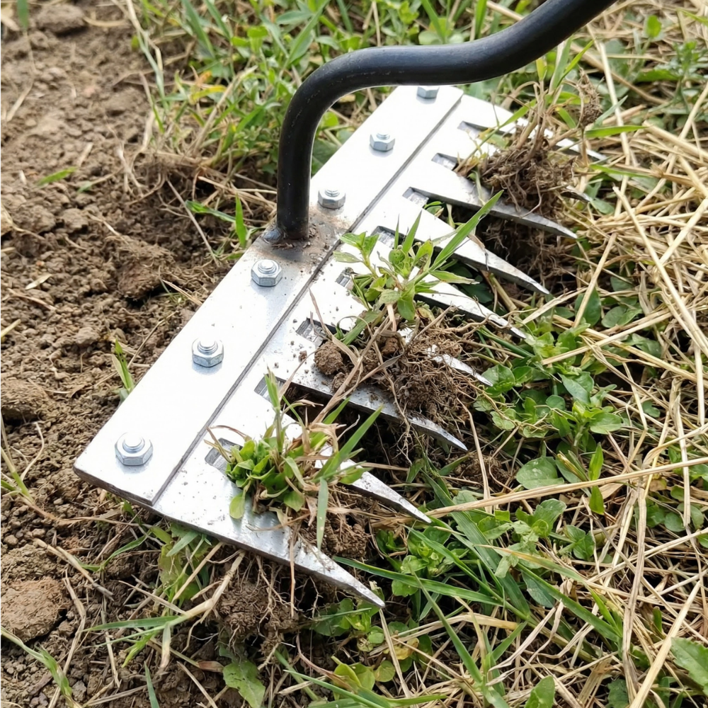 Durable Steel Garden Rake with Comfortable Grip (5–7 Teeth)