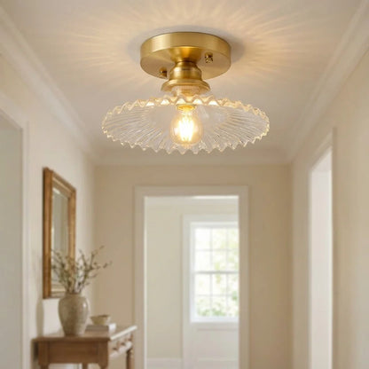 Elegant Semi-Flush Mount Light with Textured Glass Shade