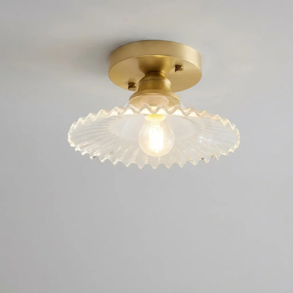 Elegant Semi-Flush Mount Light with Textured Glass Shade