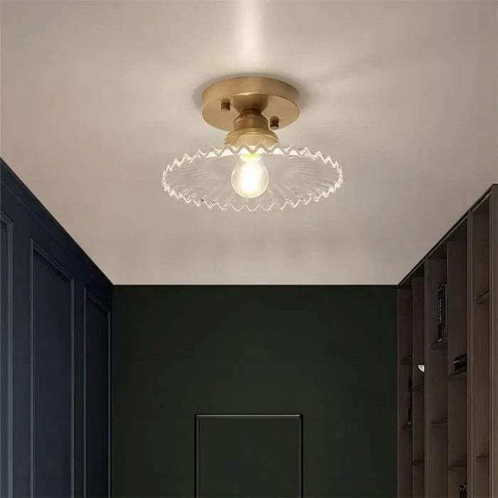 Elegant Semi-Flush Mount Light with Textured Glass Shade