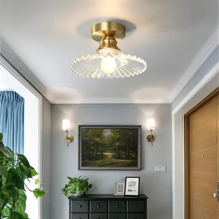 Elegant Semi-Flush Mount Light with Textured Glass Shade