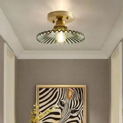 Elegant Semi-Flush Mount Light with Textured Glass Shade