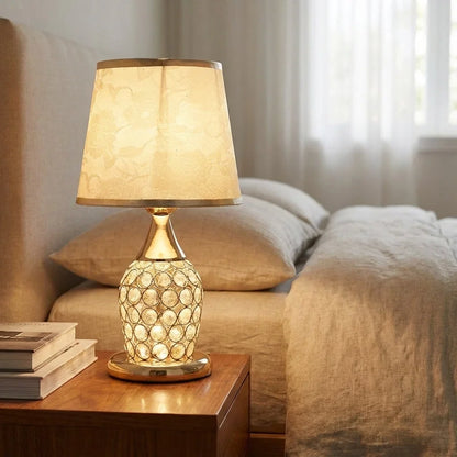 Elegant Crystal Table Lamp with Gold Accents
