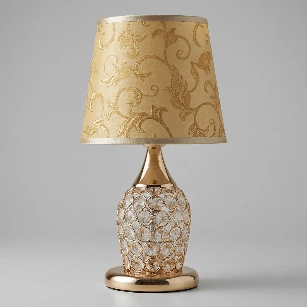 Elegant Crystal Table Lamp with Gold Accents