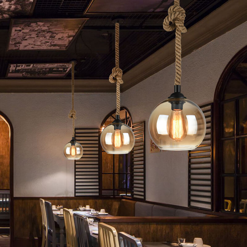 Rustic Hemp & Glass Pendant Light for Cozy Spaces