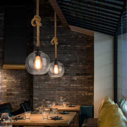 Rustic Hemp & Glass Pendant Light for Cozy Spaces