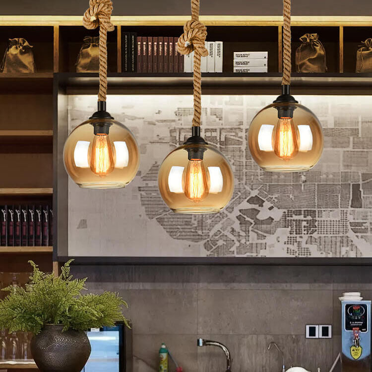 Rustic Hemp & Glass Pendant Light for Cozy Spaces