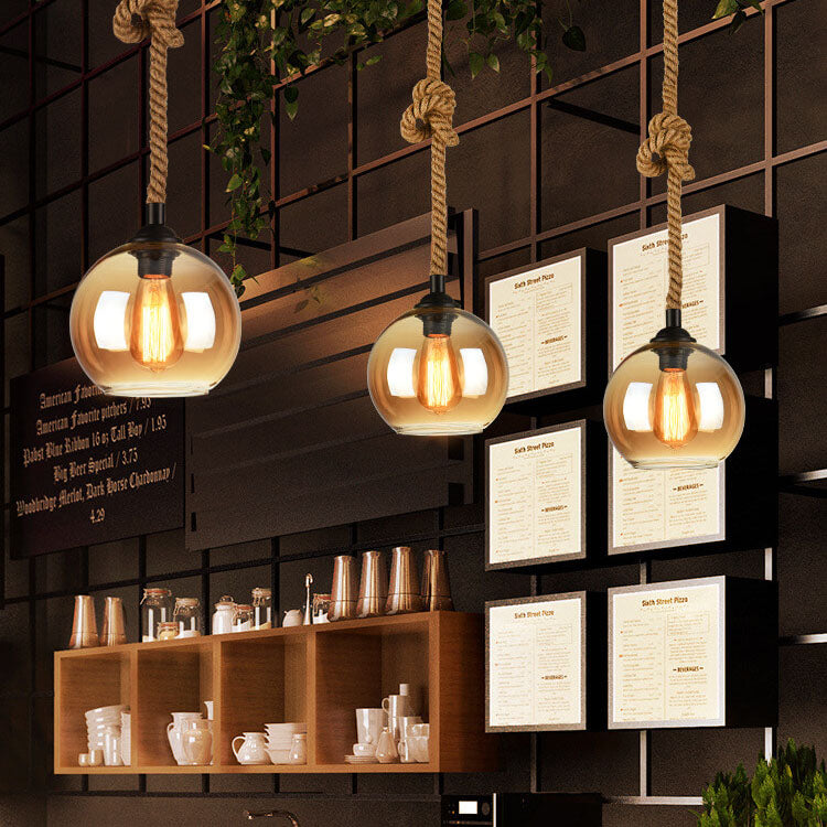 Rustic Hemp & Glass Pendant Light for Cozy Spaces