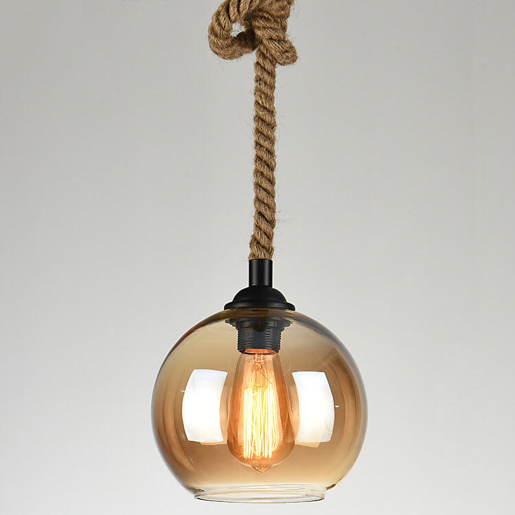 Rustic Hemp & Glass Pendant Light for Cozy Spaces