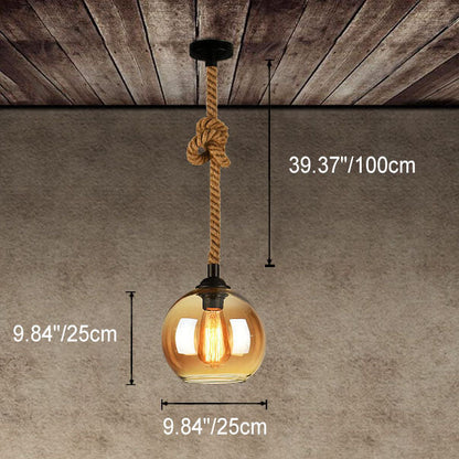 Rustic Hemp & Glass Pendant Light for Cozy Spaces
