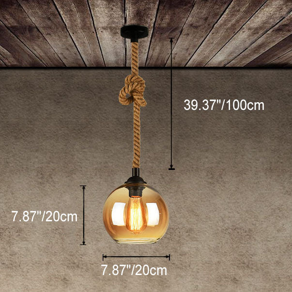 Rustic Hemp & Glass Pendant Light for Cozy Spaces