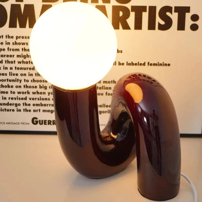 Elegant Curved Glass Table Lamp – Cozy Light for Any Space