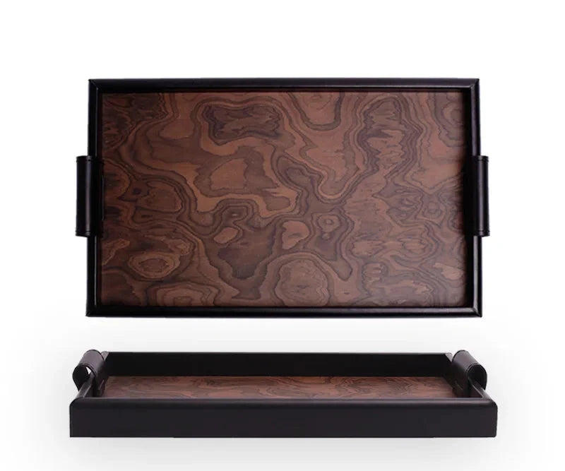 Organizational Woven Tray – Chic Design with Volcano Motif