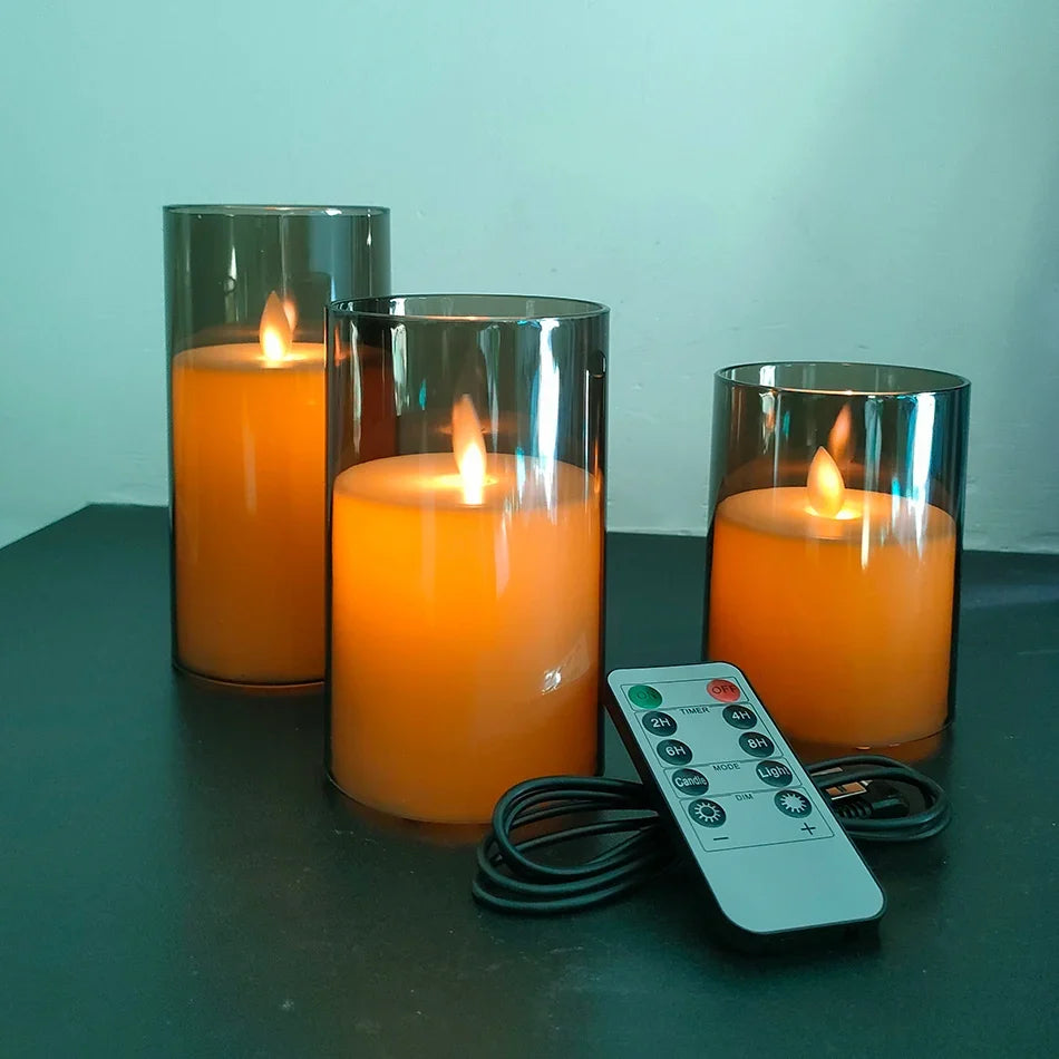 Set of 3 Rechargeable LED Candles with USB Charging