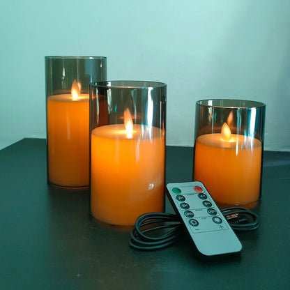 Set of 3 Rechargeable LED Candles with USB Charging