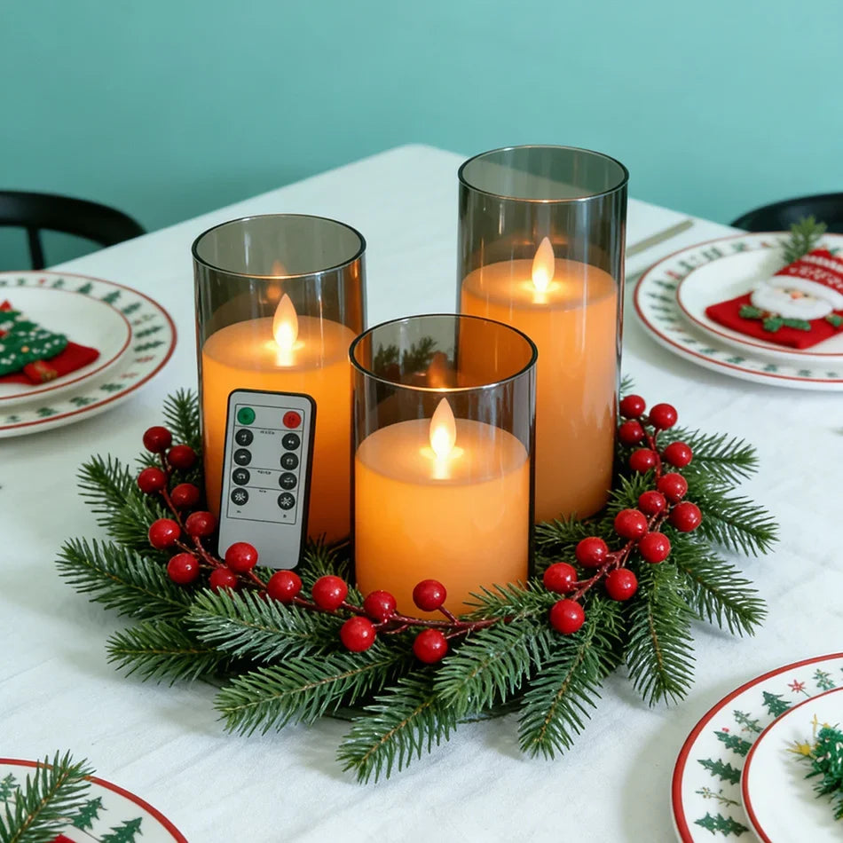 Set of 3 Rechargeable LED Candles with USB Charging