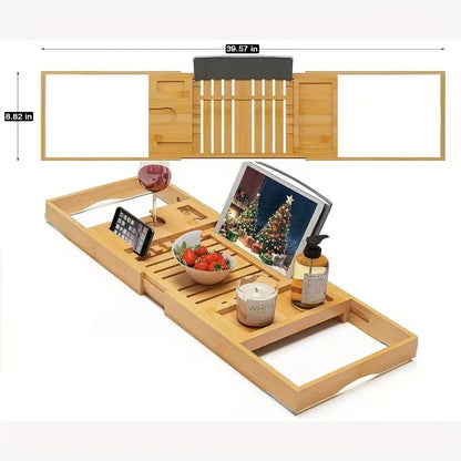 Bamboo Bath Tray with Adjustable Sides