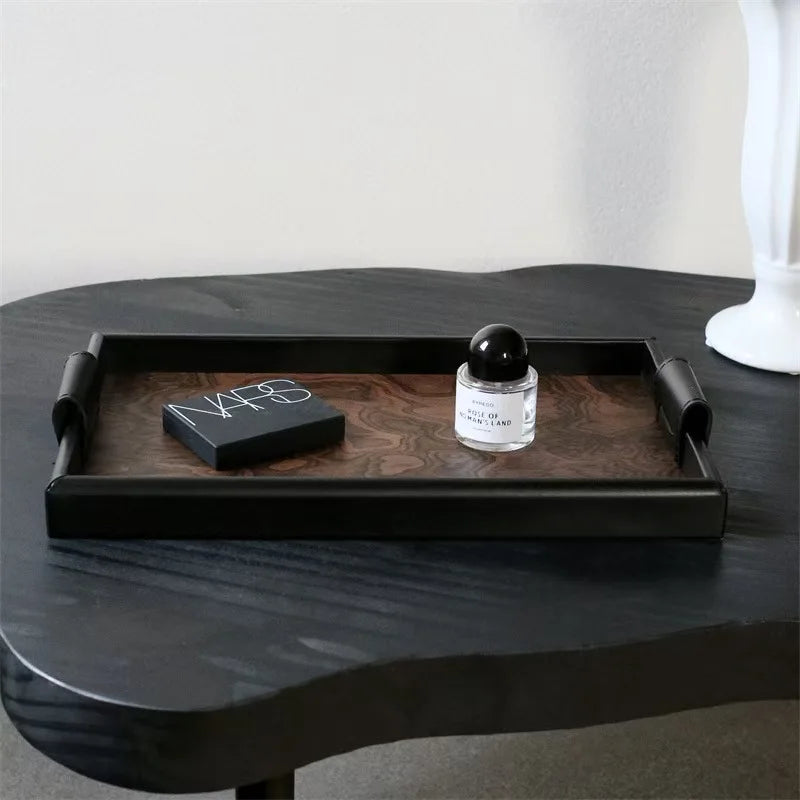 Organizational Woven Tray – Chic Design with Volcano Motif
