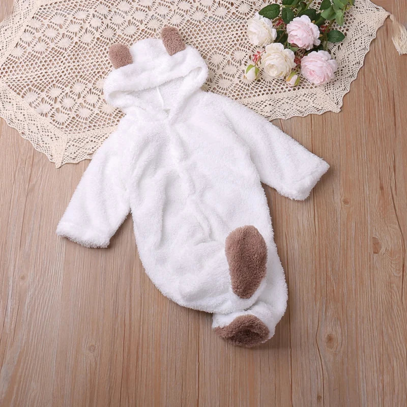 Adorable Baby Romper with Cartoon Bear Design
