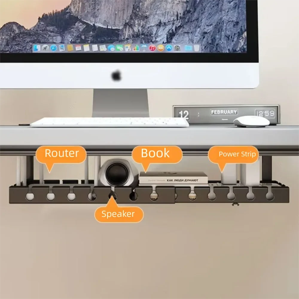 Adjustable Cable Organizer Tray for Under-Desk Use