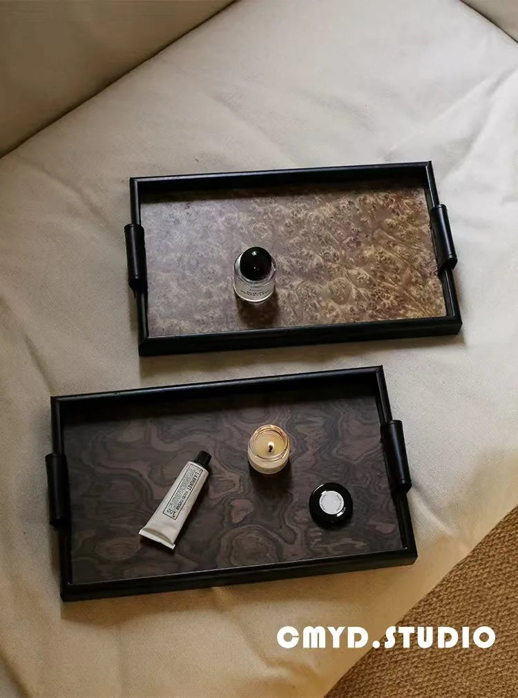Organizational Woven Tray – Chic Design with Volcano Motif