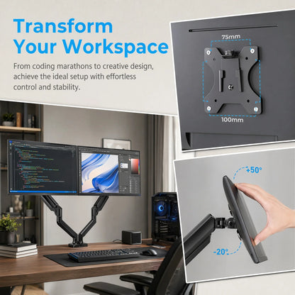 33-Inch Dual Monitor Stand with Adjustable Arms