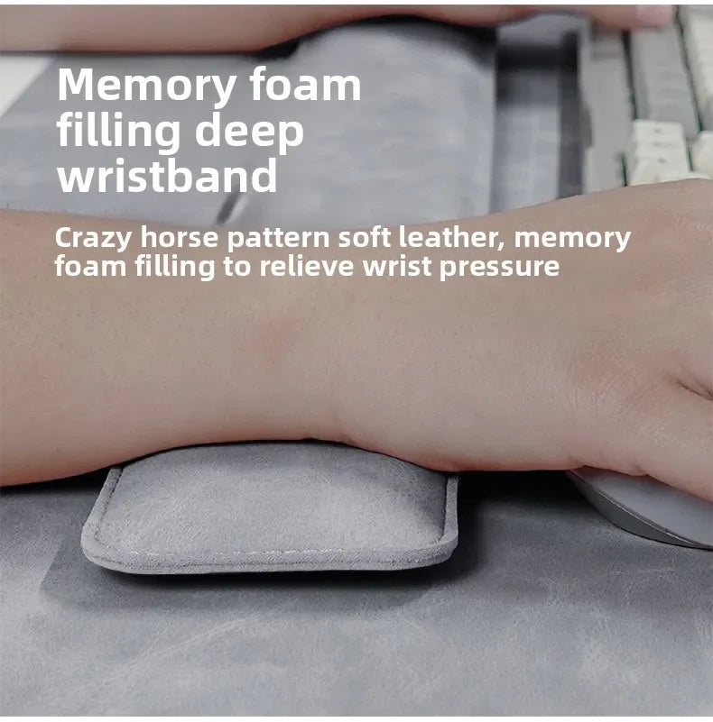 Desk Mat and Wrist Support Set in Leather
