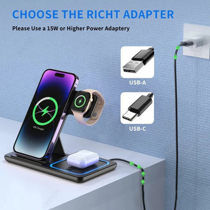 3-in-1 Wireless Charging Dock – Foldable and Versatile Charging Solution