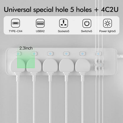 Travel Power Adapter with Multiple Outlets for Global Use