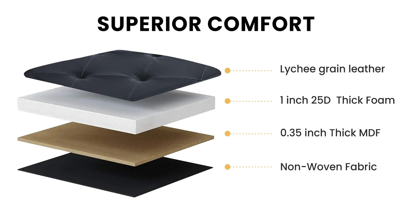 Foldable Ottoman with Leather Finish for Storage