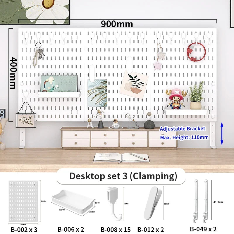 Desktop Organizer with Pegboard Design - Simple Setup, No Drilling Required