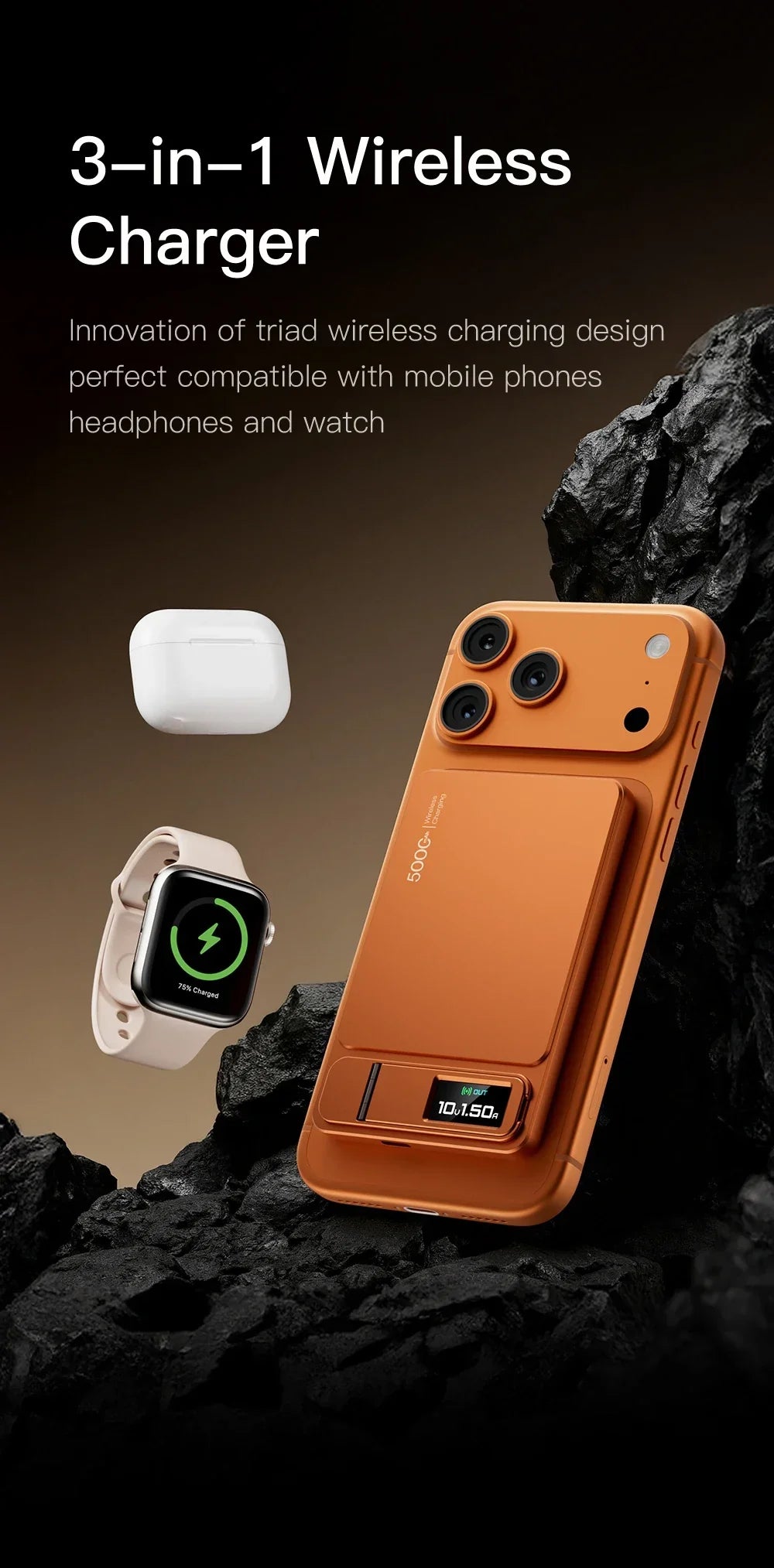 Portable Slim Power Bank with Magnetic Charging Feature