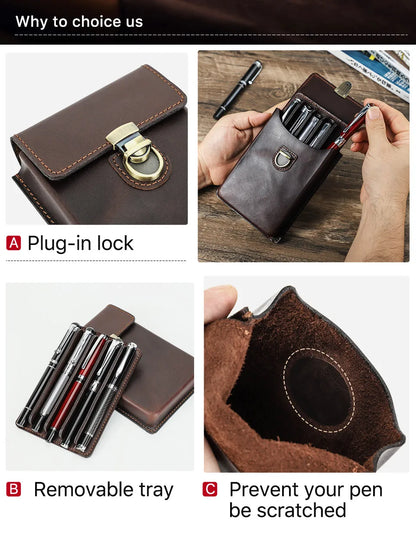 Leather Pen Holder – Handcrafted Cowhide Design