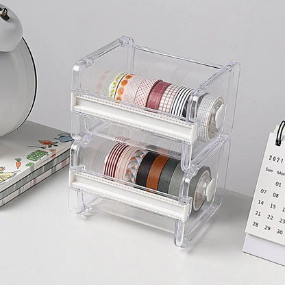 Washi Tape Storage Organizer with Cutting Tool Compartment