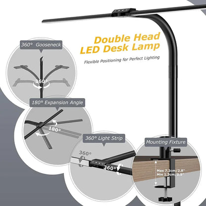 Architectural Desk Lamp with Dual Heads