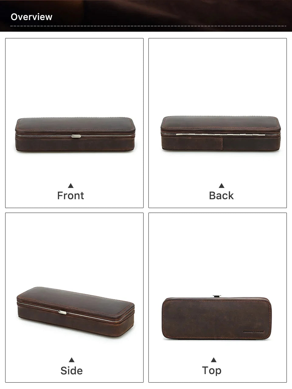 Leather Pen Holder with Three Compartments in Vintage Design