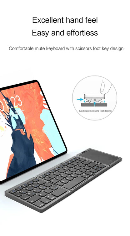 Compact Bluetooth Keyboard with Touchpad – Foldable Design