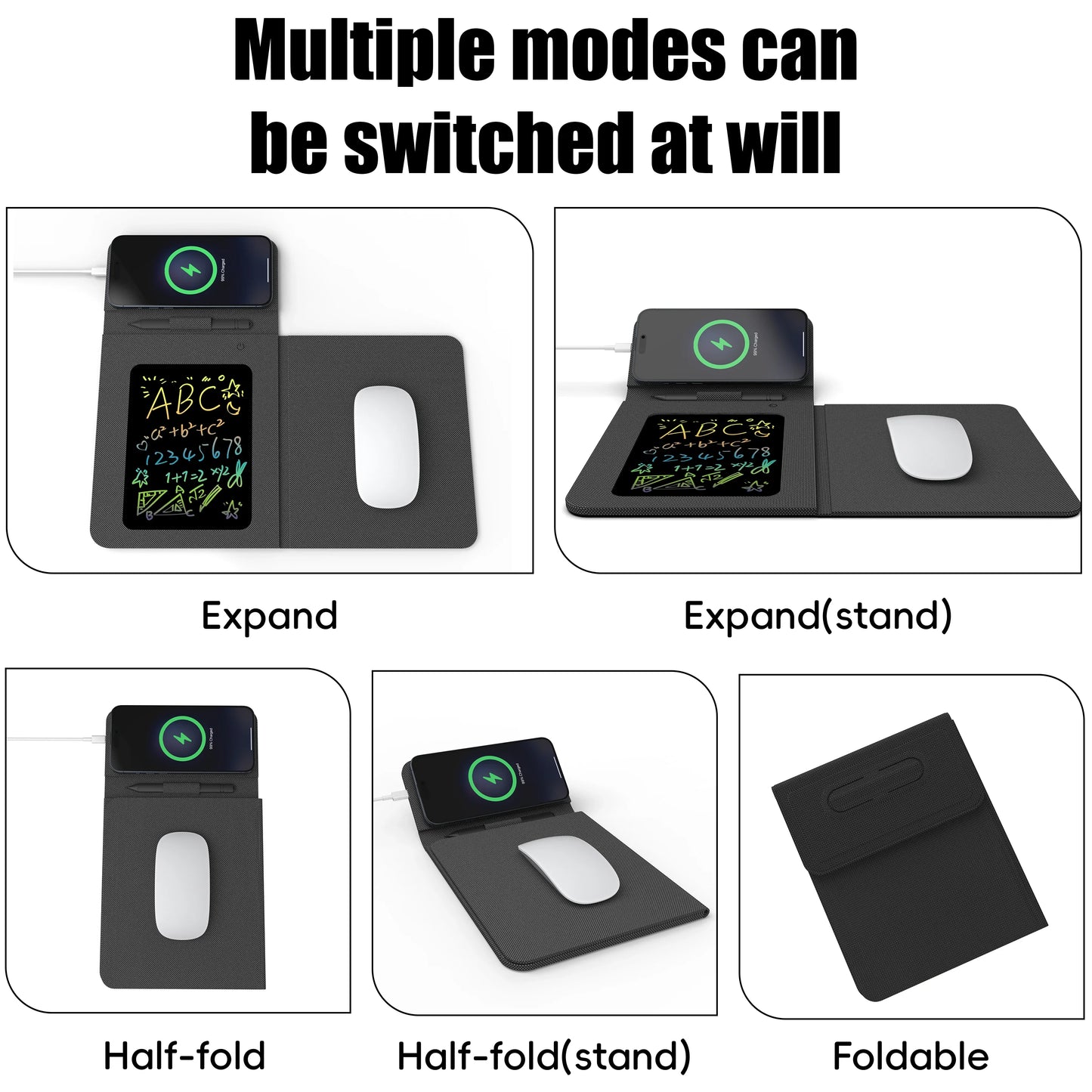 Writing Tablet and Foldable Mouse Pad with Charging Feature