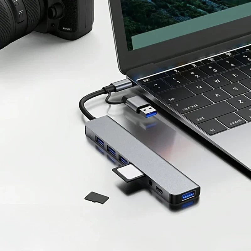 Multi-Function USB-C Hub with 8 Ports