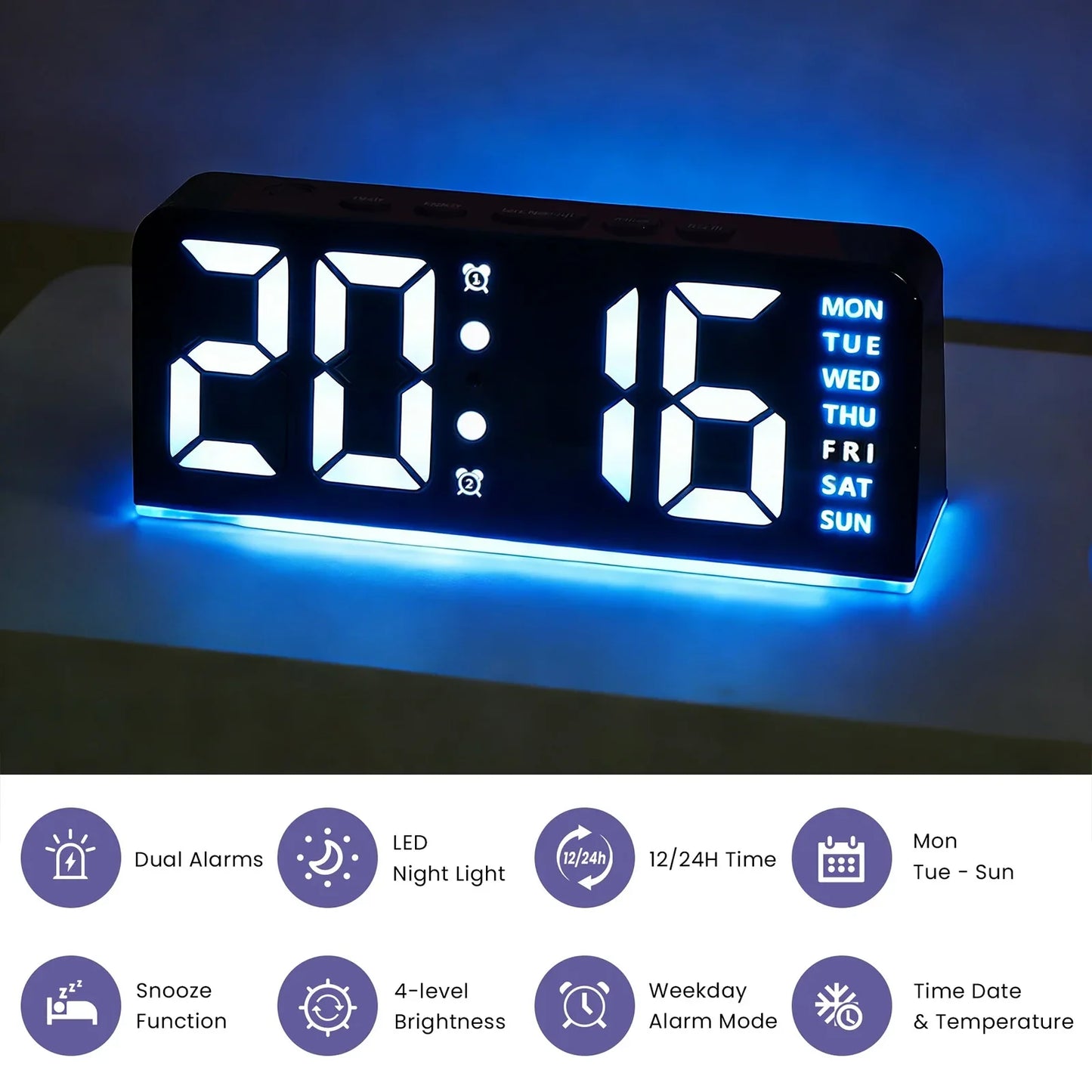 Compact Night Light Alarm Clock