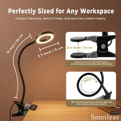 LED Magnifying Lamp with Clamp Attachment