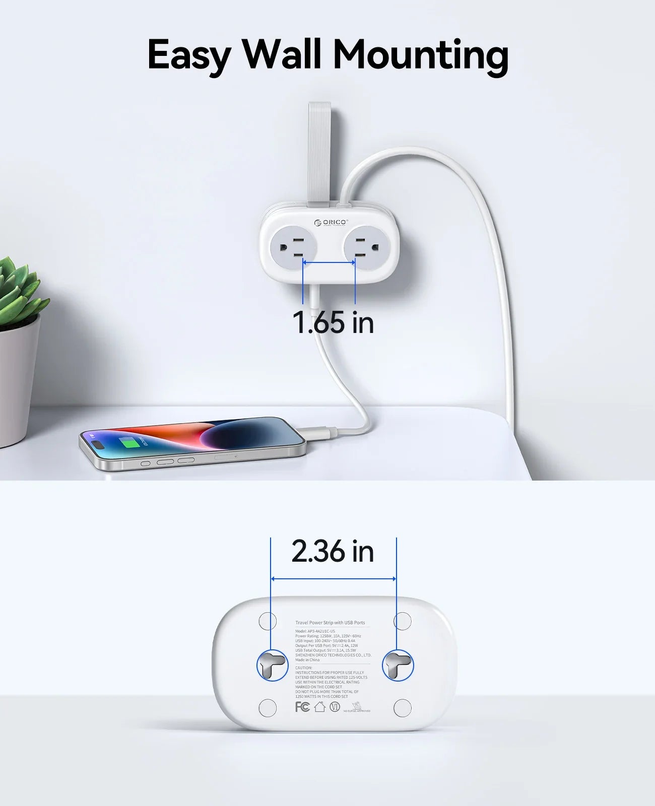 Travel-Friendly Power Strip with Cord Organization
