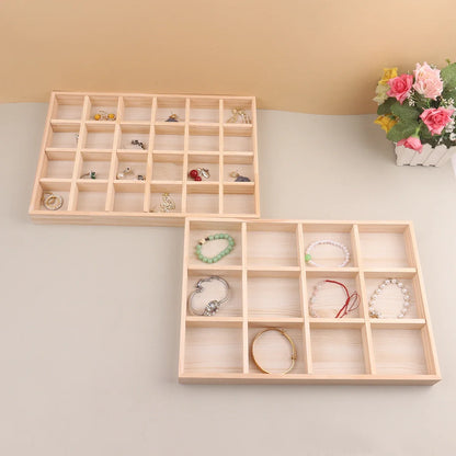 Display Wooden Jewelry Organizer with Tiered Design