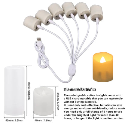 Set of 6 Rechargeable LED Candles with Timer Function