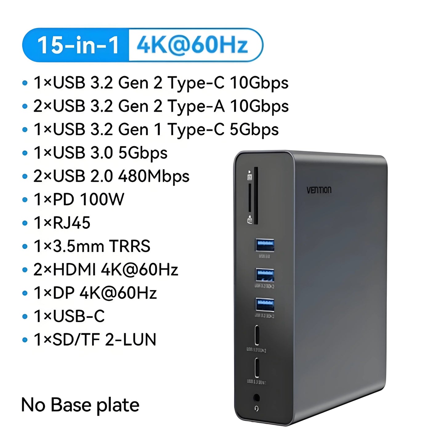 15-Port Hub Station Featuring Various Connection Choices
