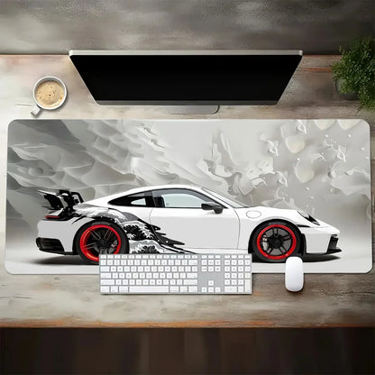 Large Gaming Mouse Pad Featuring Sports Car Graphic