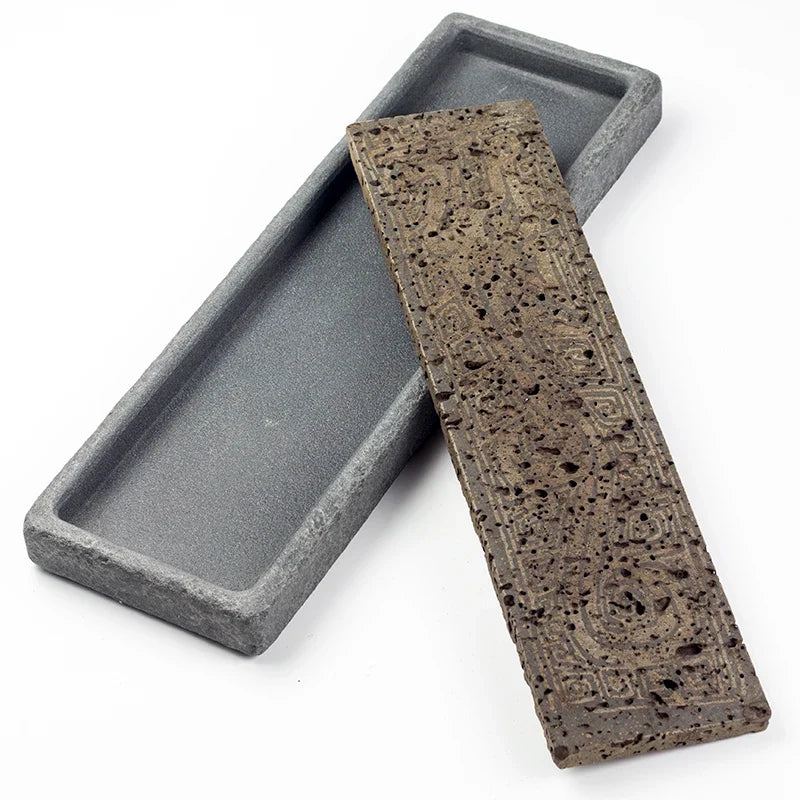 Tea Serving Tray in Volcanic Basalt with Dragon Design